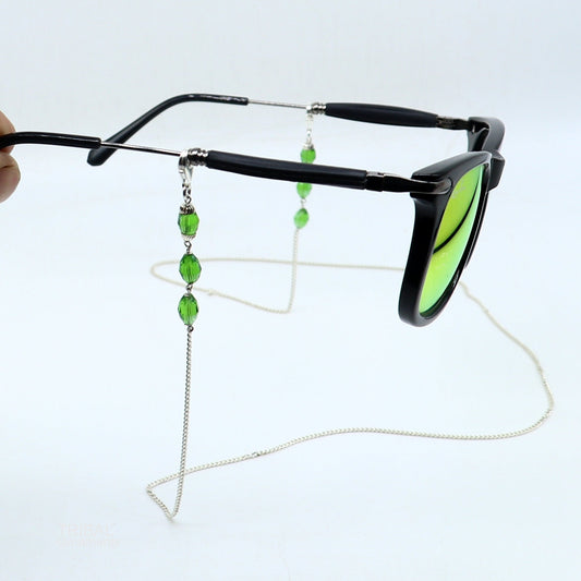 25" long Sterling silver Face Mask Chain ,Eyeglass Glasses Chains, cuban link chain Women Stylish Sunglass Eyeglass Cord mask chain ch138 - TRIBAL ORNAMENTS