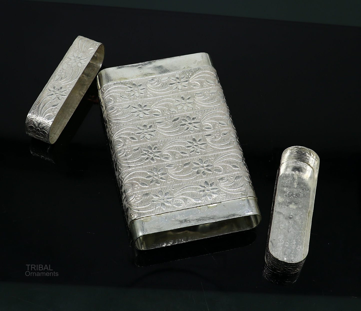 cigarette or tobacco box 925 solid silver vintage floral design stylish trinket box, best royal luxury gift to anyone special stb325 - TRIBAL ORNAMENTS