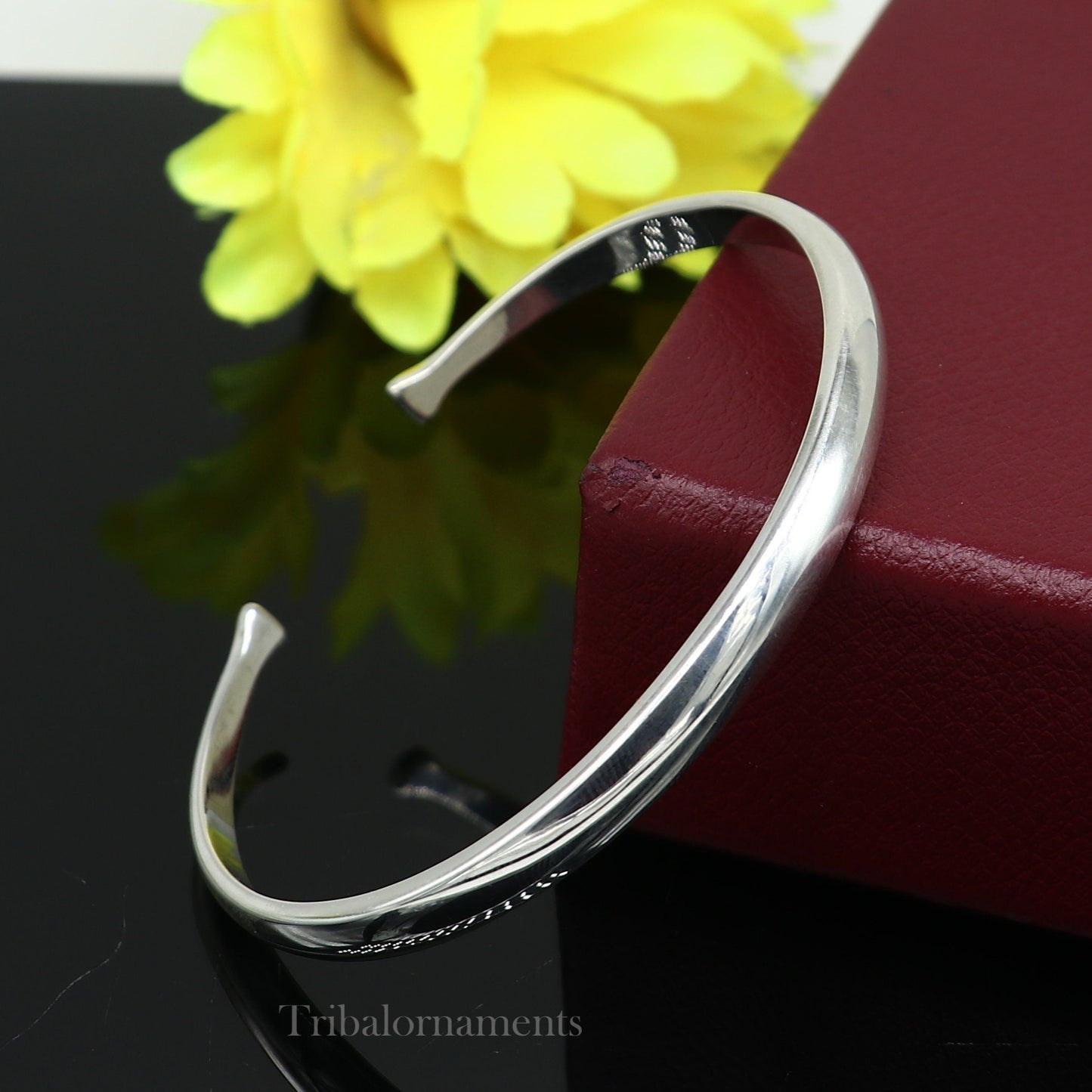 Plain shiny solid 925 sterling silver handmade adjustable cuff bangle bracelet unsex gifting jewelry, solid shiny bracelet nsk378 - TRIBAL ORNAMENTS