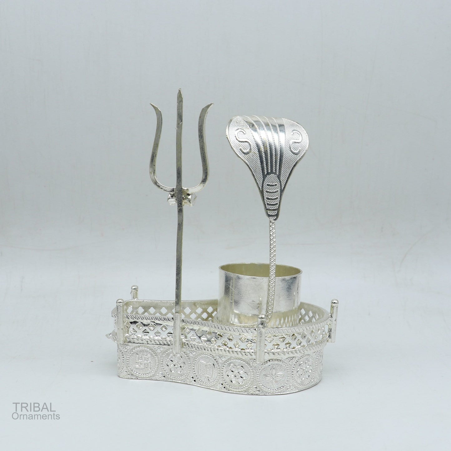 925 sterling silver lord shiva Mahakal lingam stand/jalheri, use for put/hold shiva lingam for puja, divine shiva puja articles su604 - TRIBAL ORNAMENTS