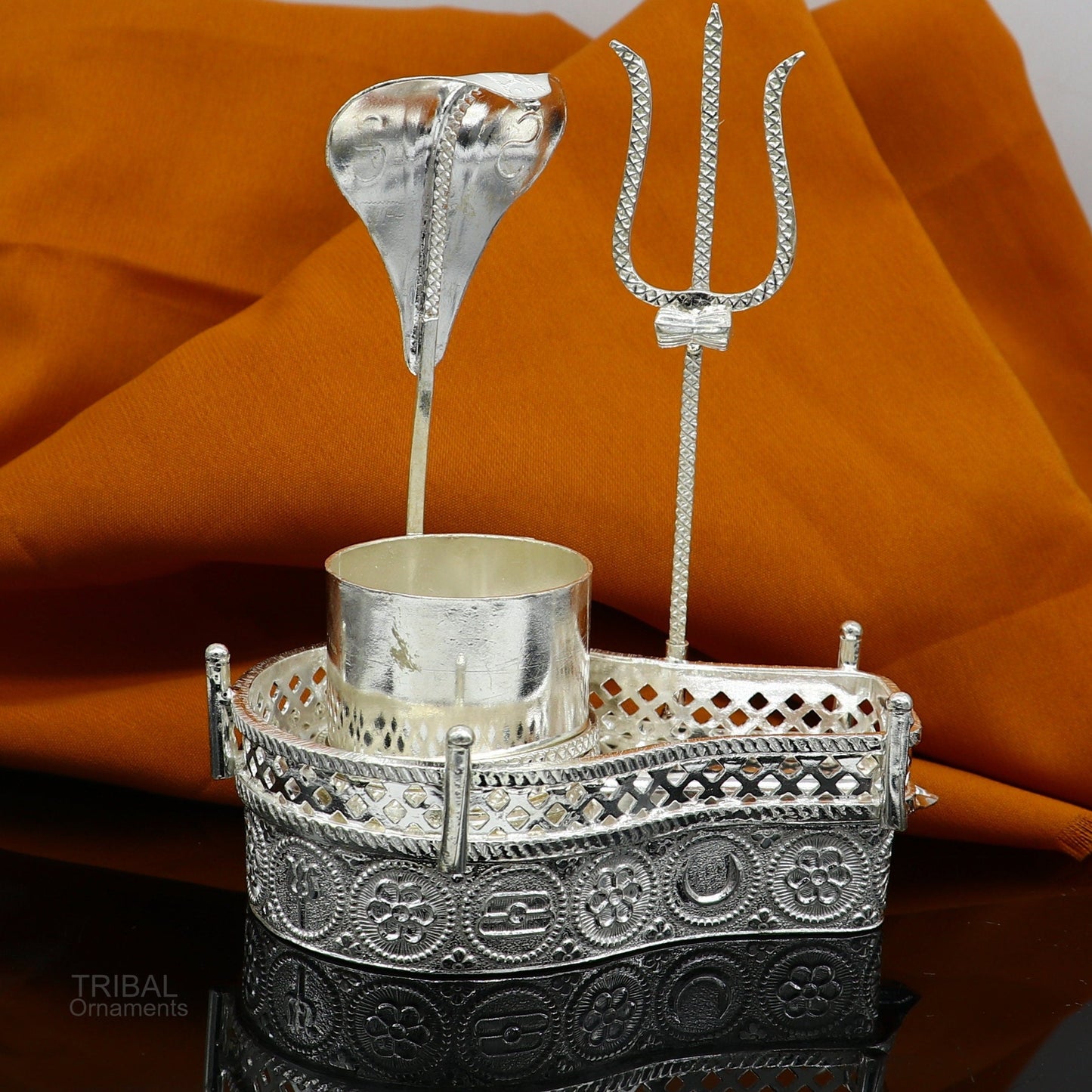 925 sterling silver lord shiva Mahakal lingam stand/jalheri, use for put/hold shiva lingam for puja, divine shiva puja articles su604 - TRIBAL ORNAMENTS