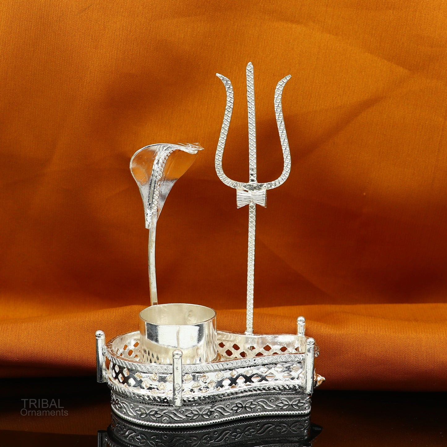 925 sterling silver lord shiva Mahakal lingam stand/jalheri, use for put/hold shiva lingam for puja, divine shiva puja articles su605 - TRIBAL ORNAMENTS