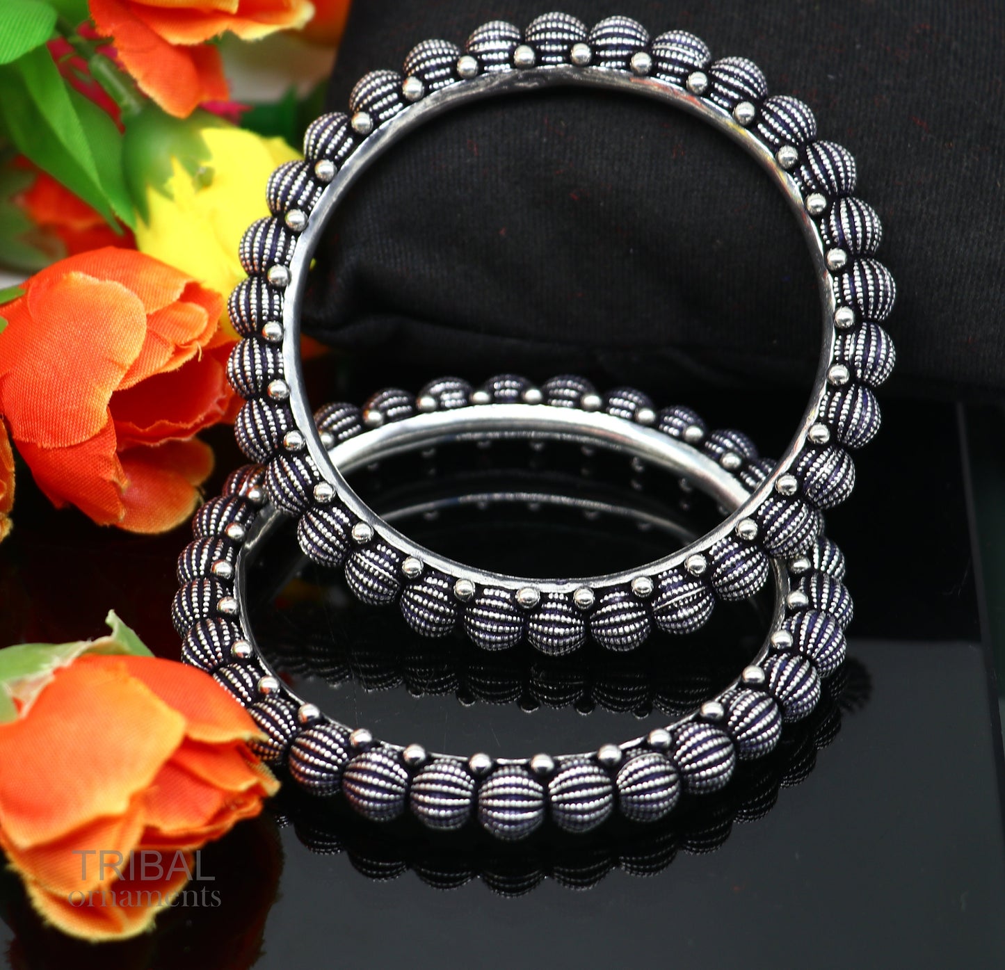 925 sterling silver handmade Indian vintage design bangle bracelet kada stunning stylish tribal brides jewelry gifting ethnic bangles ba122 - TRIBAL ORNAMENTS