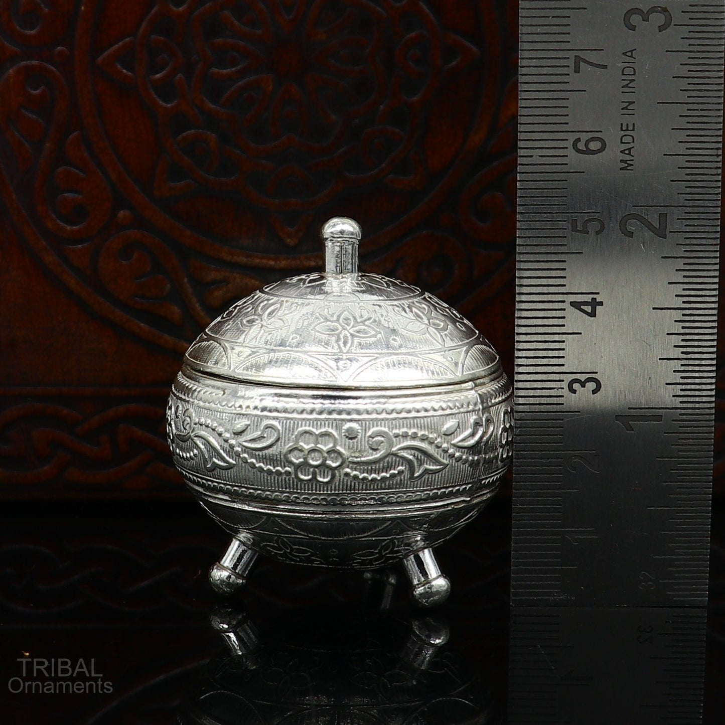 925 Sterling silver handmade fabulous trinket box, solid kumkum box, casket box, sindoor box, enamel work customized gifting box stb274 - TRIBAL ORNAMENTS