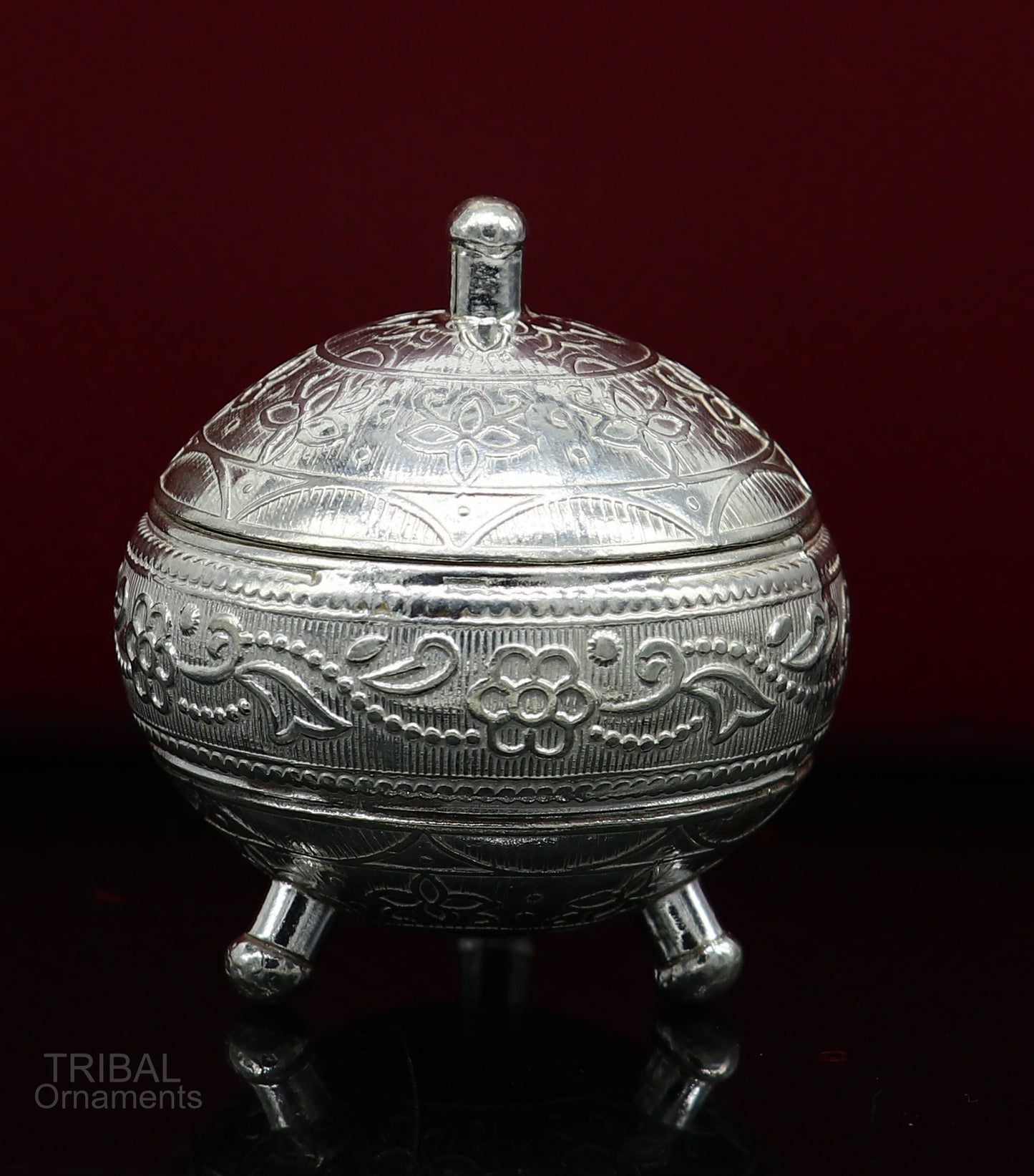 925 Sterling silver handmade fabulous trinket box, solid kumkum box, casket box, sindoor box, enamel work customized gifting box stb270 - TRIBAL ORNAMENTS