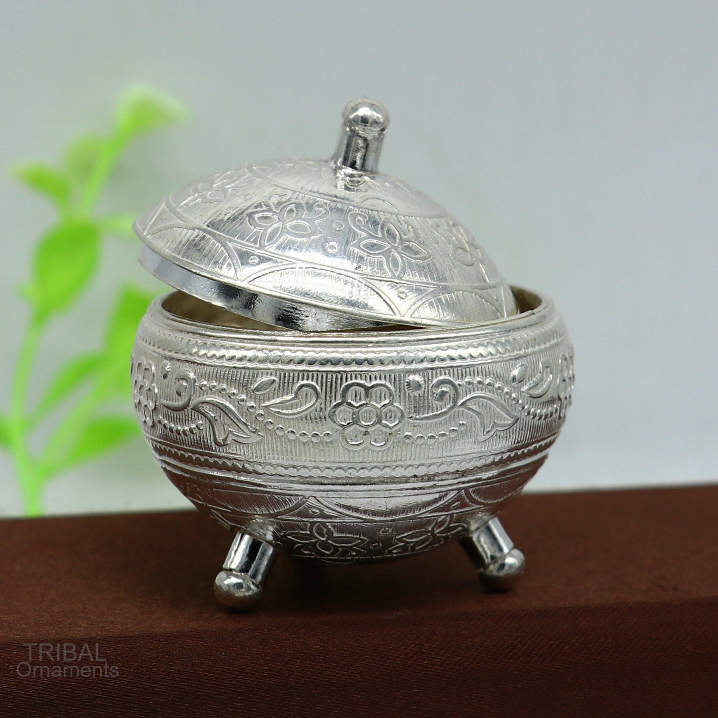 925 Sterling silver handmade fabulous trinket box, solid kumkum box, casket box, sindoor box, enamel work customized gifting box stb270 - TRIBAL ORNAMENTS