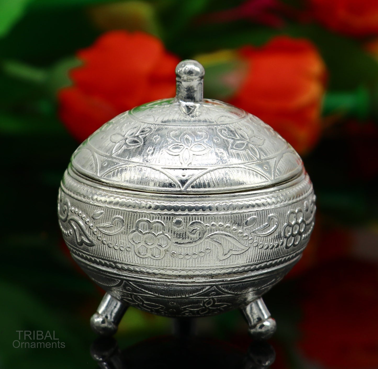 925 Sterling silver handmade fabulous trinket box, solid kumkum box, casket box, sindoor box, enamel work customized gifting box stb270 - TRIBAL ORNAMENTS