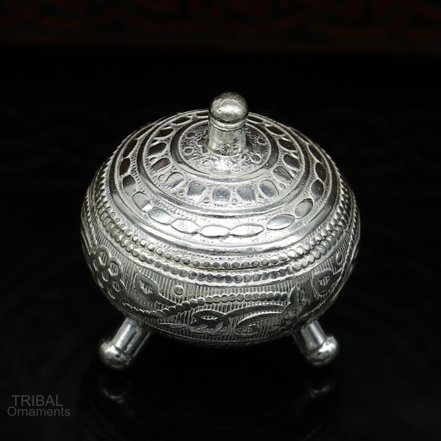 925 Sterling silver handmade fabulous trinket box, solid kumkum box, casket box, sindoor box, enamel work customized gifting box stb271 - TRIBAL ORNAMENTS