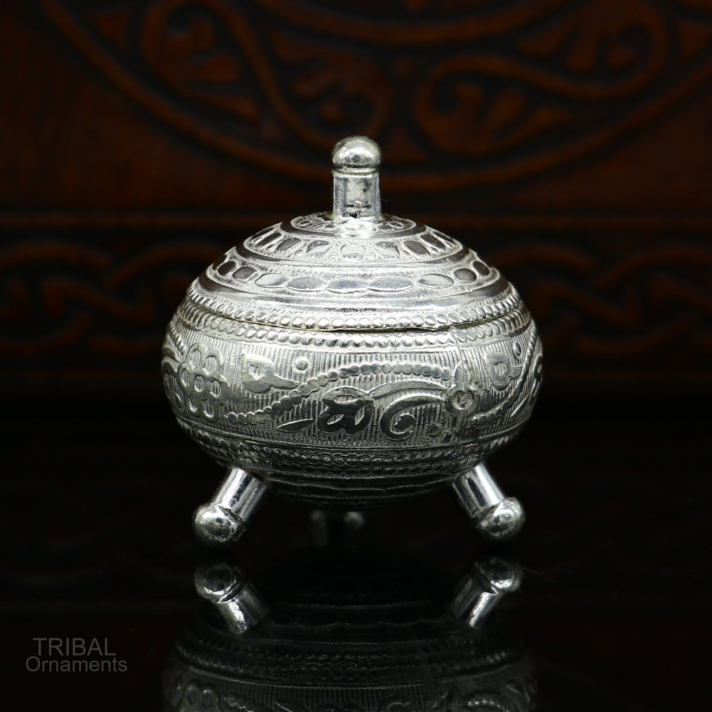 925 Sterling silver handmade fabulous trinket box, solid kumkum box, casket box, sindoor box, enamel work customized gifting box stb271 - TRIBAL ORNAMENTS
