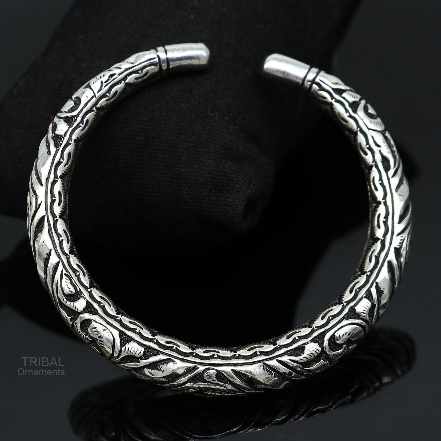 Elegant 925 Sterling silver handcrafted chitai work customized oxidized stylish vintage design bangle bracelet kada tribal jewelry nsk398 - TRIBAL ORNAMENTS