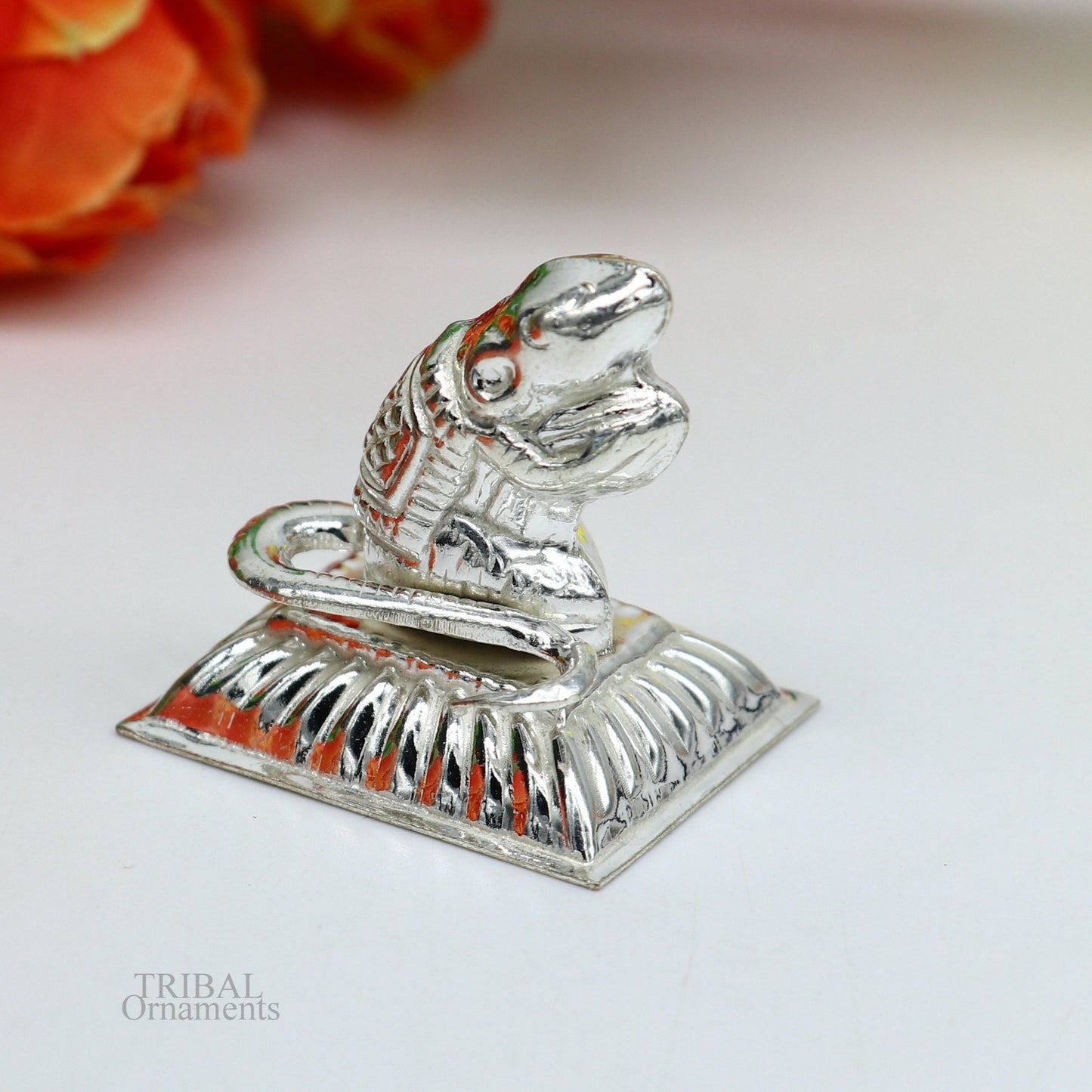 Lord Ganesha Vahan Mushak maharaj sterling silver handmade small article for puja, best gift for lord ganesha, divine statue su608 - TRIBAL ORNAMENTS