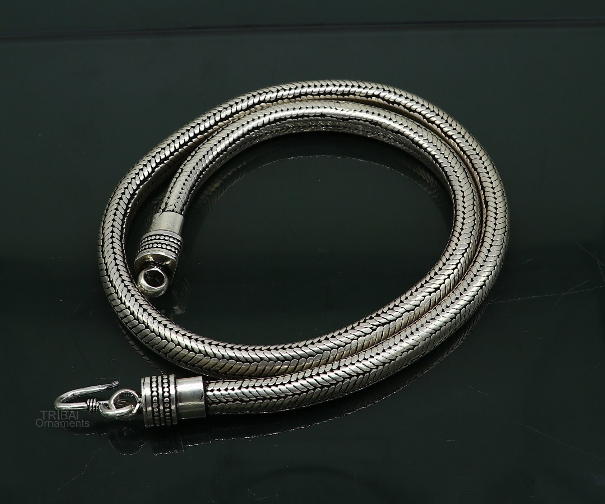 20" inches handmade solid half round D shape snake chain heavy 9mm necklace, amazing luxury royal gifting vintage designer jewelry ch123 - TRIBAL ORNAMENTS