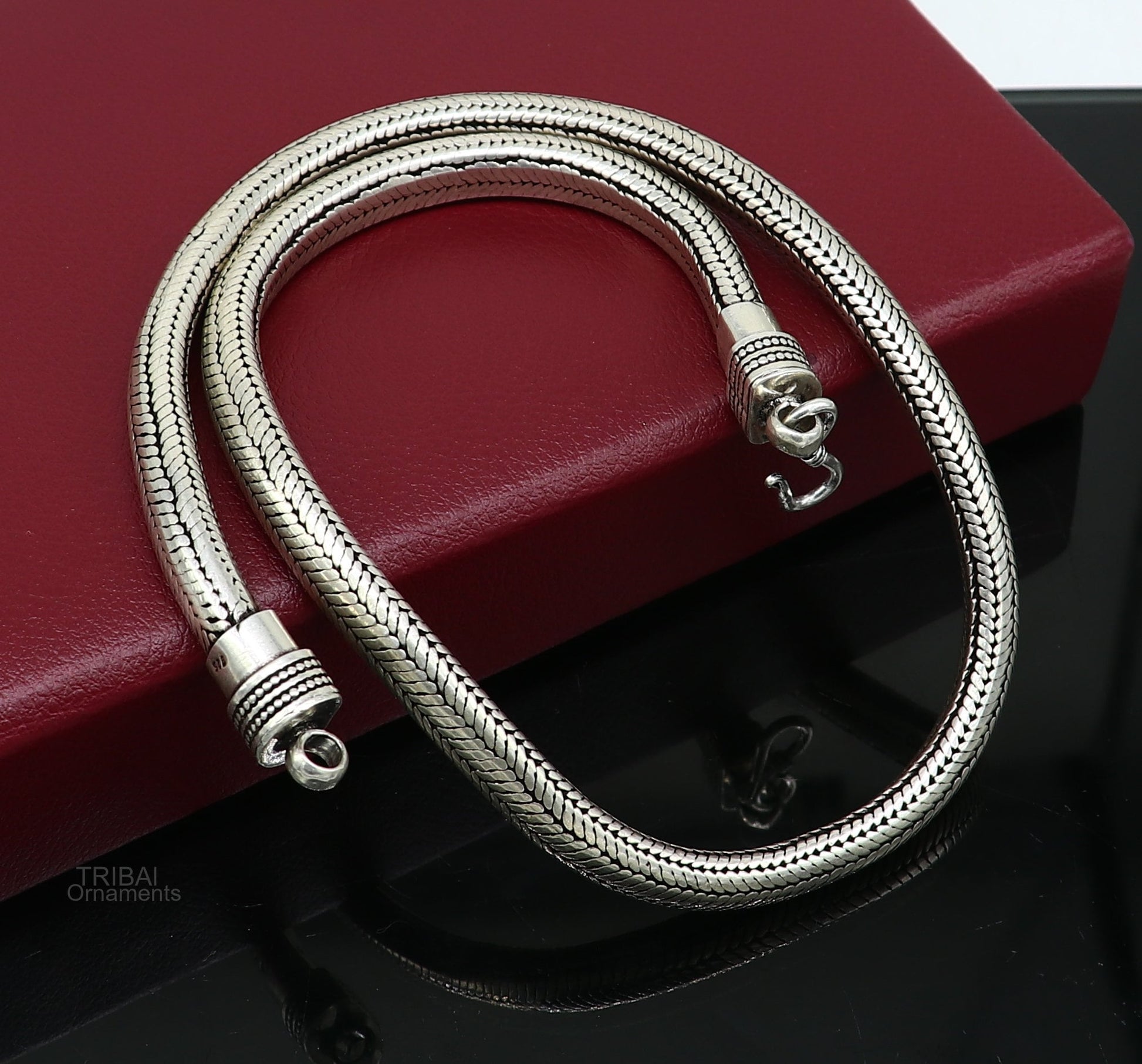 20" inches handmade solid half round D shape snake chain heavy 9mm necklace, amazing luxury royal gifting vintage designer jewelry ch123 - TRIBAL ORNAMENTS