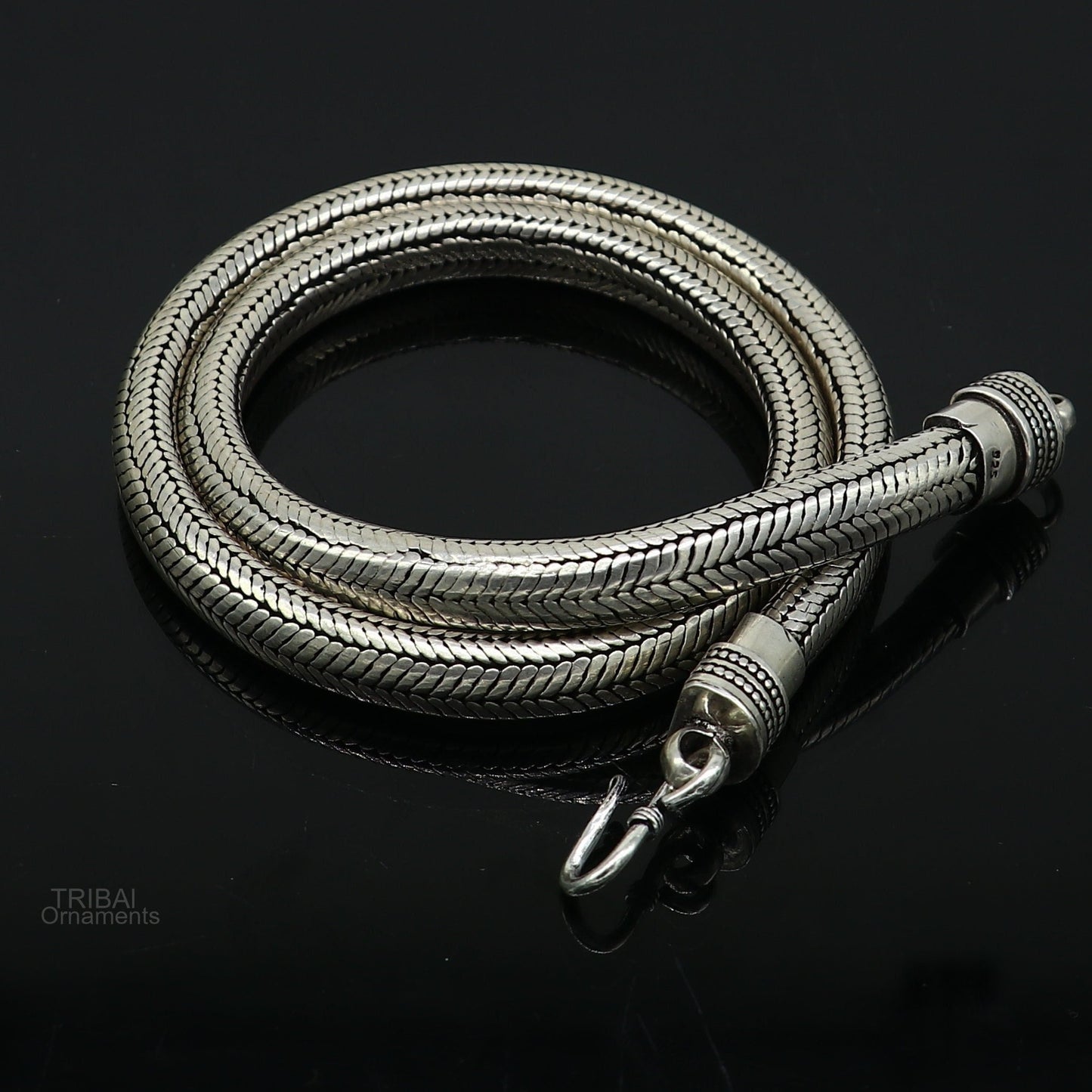 20" inches handmade solid half round D shape snake chain heavy 9mm necklace, amazing luxury royal gifting vintage designer jewelry ch123 - TRIBAL ORNAMENTS