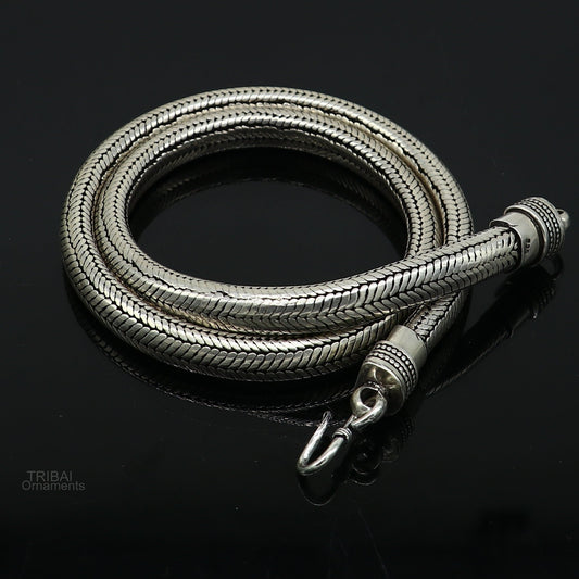 20" inches handmade solid half round D shape snake chain heavy 9mm necklace, amazing luxury royal gifting vintage designer jewelry ch123 - TRIBAL ORNAMENTS