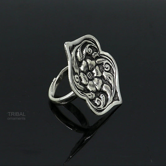 Elegant Vintage design wedding style 925 sterling silver chitai work adjustable ring band, best brides gifting tribal ethnic jewelry sr306 - TRIBAL ORNAMENTS