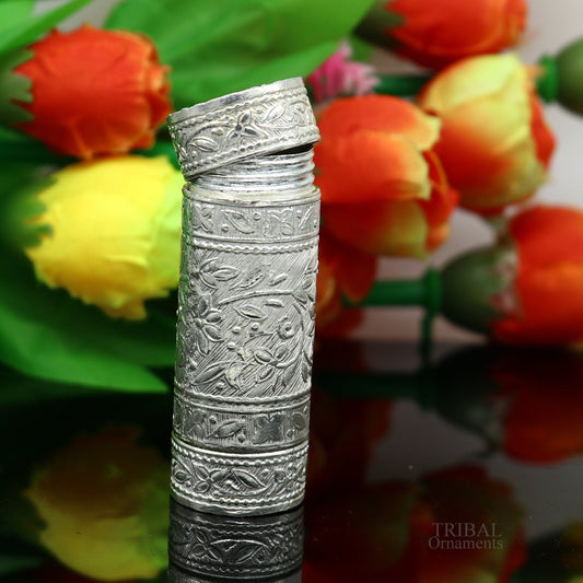 925 sterling silver handmade small pill box, Tobacco box, storage box silver utensils, silver box, personal box men's accessories su617 - TRIBAL ORNAMENTS