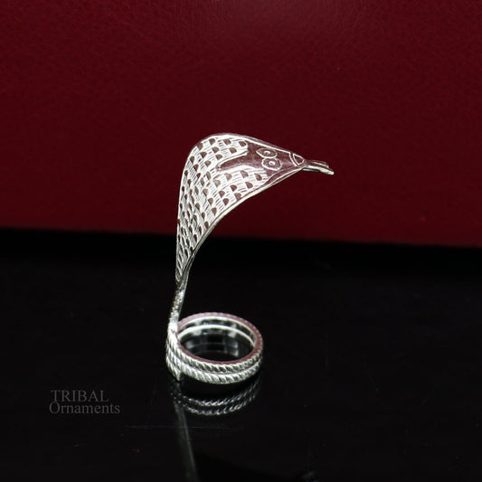 Solid sterling silver handmade fabulous vintage antique mini snake or shiva snake for puja or worshipping, solid Diwali puja article su623 - TRIBAL ORNAMENTS
