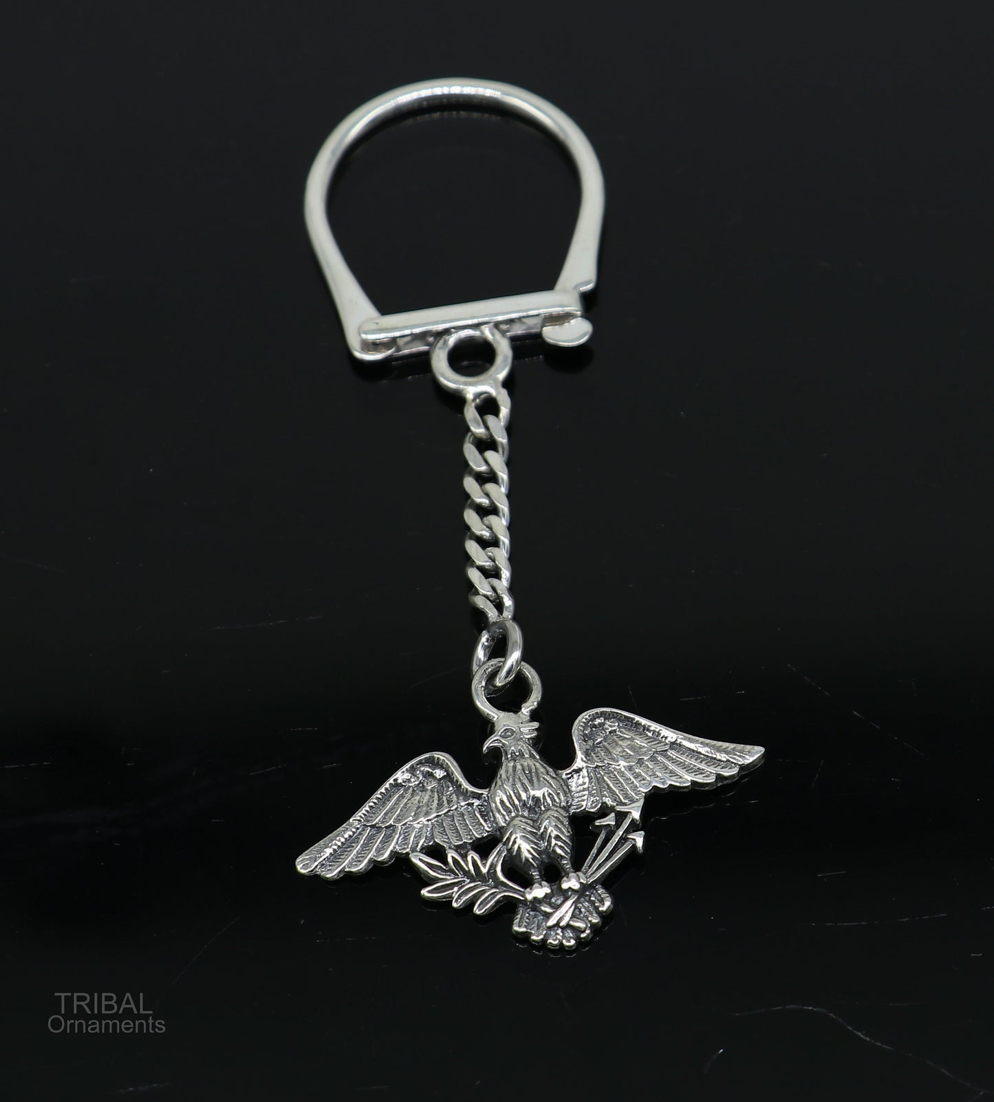 925 Sterling silver handmade unique style Garuda design solid key chian, stylish royal gifting silver accessories unisex gift kch09 - TRIBAL ORNAMENTS