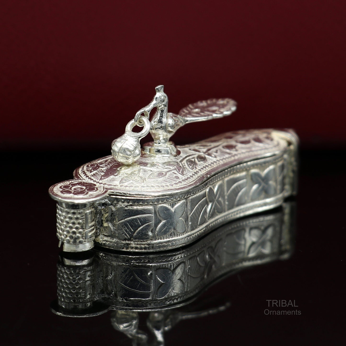 925 sterling silver handmade fabulous unique design peacock trinket box, brides gift, casket box silver article, silver utensils stb323 - TRIBAL ORNAMENTS