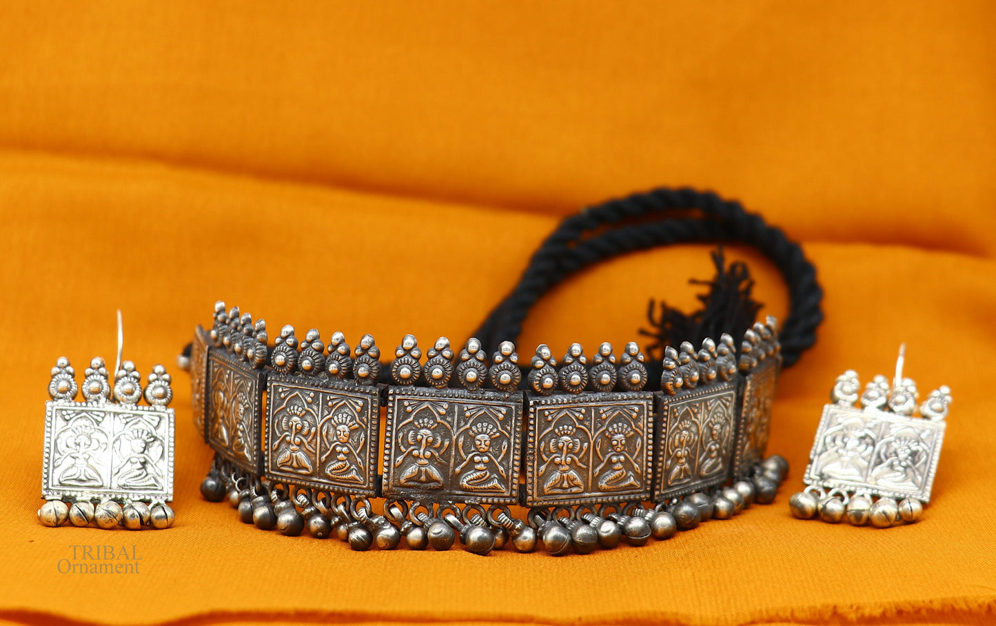 925 sterling silver handmade vintage deity design stylish luxury customized necklace, best brides belly dance Guttapusalu necklace set281 - TRIBAL ORNAMENTS