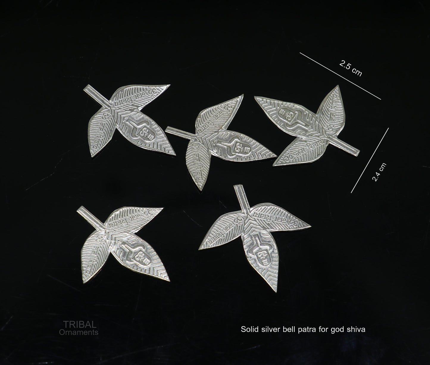2.5 cm Lord Shiva bel Patra Solid silver handmade solid belva patra, shiva worshipping/ puja article, bel tree leaves for puja su600 - TRIBAL ORNAMENTS