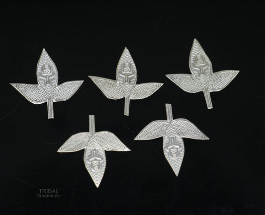 2.5 cm Lord Shiva bel Patra Solid silver handmade solid belva patra, shiva worshipping/ puja article, bel tree leaves for puja su600 - TRIBAL ORNAMENTS