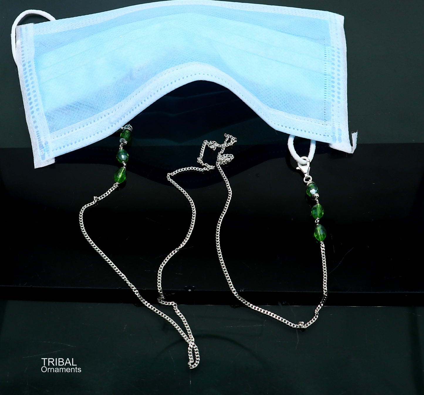 25" long Sterling silver Face Mask Chain ,Eyeglass Glasses Chains, cuban link chain Women Stylish Sunglass Eyeglass Cord mask chain ch138 - TRIBAL ORNAMENTS
