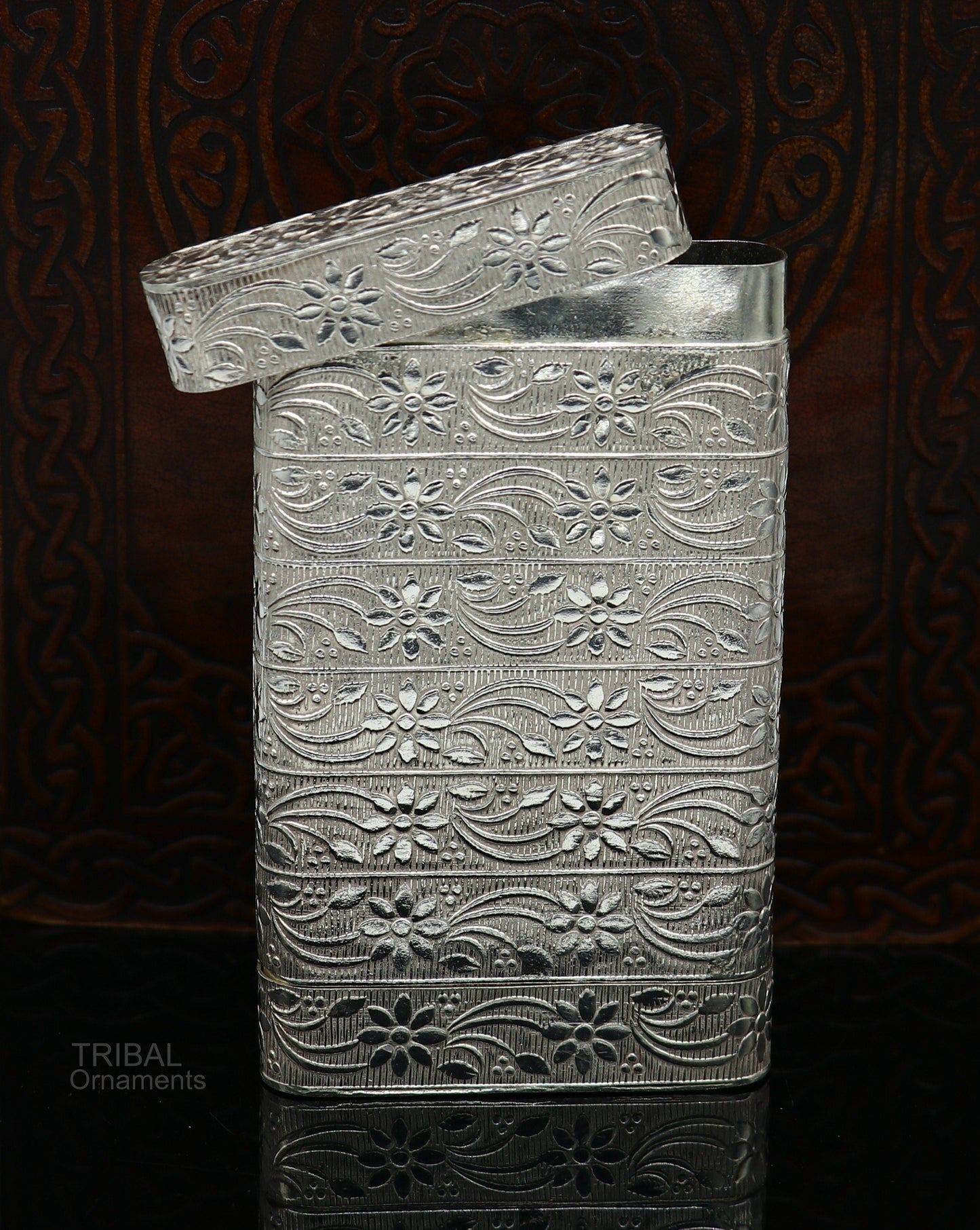 cigarette or tobacco box 925 solid silver vintage floral design stylish trinket box, best royal luxury gift to anyone special stb325 - TRIBAL ORNAMENTS
