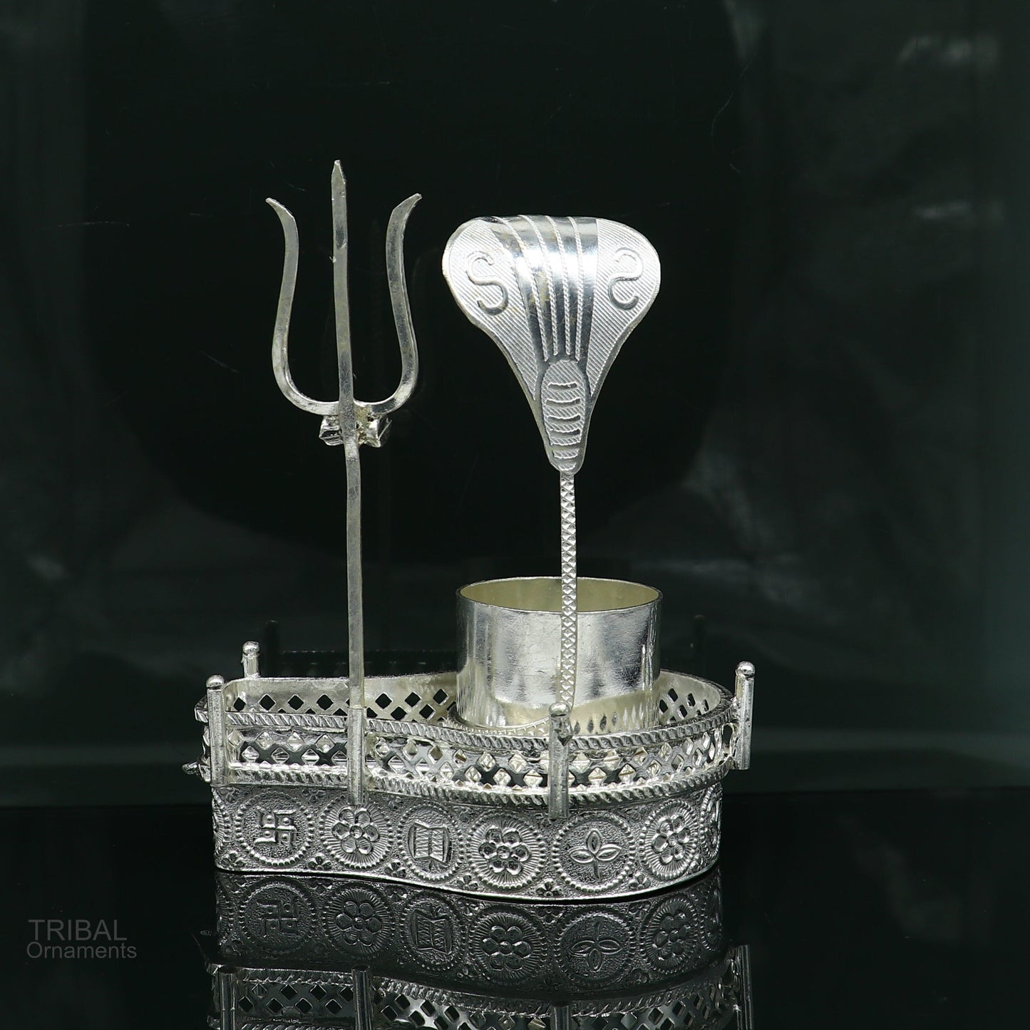 925 sterling silver lord shiva Mahakal lingam stand/jalheri, use for put/hold shiva lingam for puja, divine shiva puja articles su604 - TRIBAL ORNAMENTS