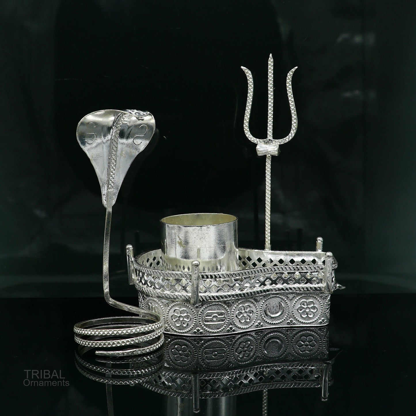 925 sterling silver lord shiva Mahakal lingam stand/jalheri, use for put/hold shiva lingam for puja, divine shiva puja articles su604 - TRIBAL ORNAMENTS