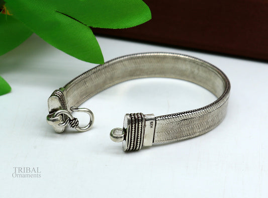 8" Vintage style solid 925 sterling silver handmade gorgeous wheat chain flexible bracelet belt unisex jewelry from Rajasthan India sbr236 - TRIBAL ORNAMENTS