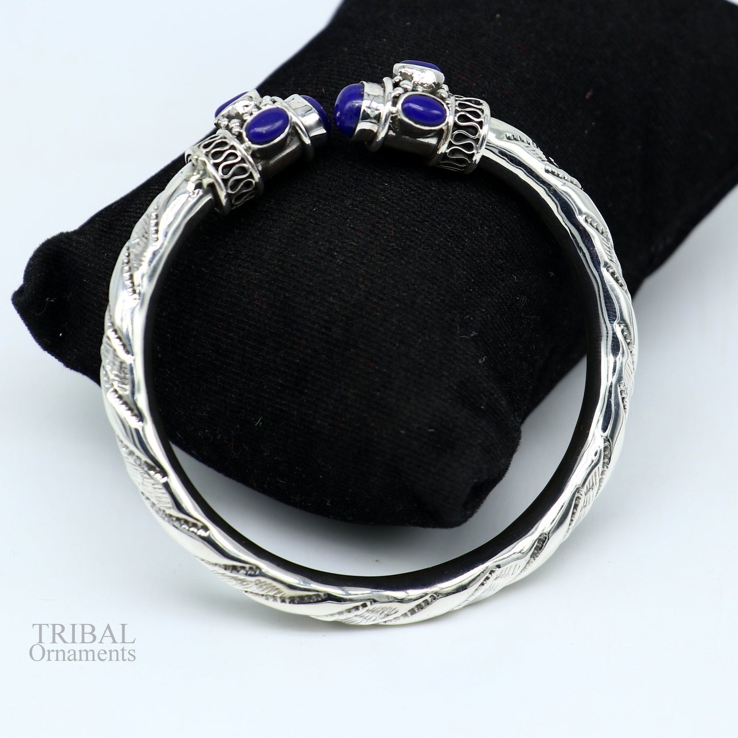 925 sterling silver vintage traditional style stone jadau handmade bangle bracelet kada unisex jewelry best gift from india nsk410 - TRIBAL ORNAMENTS
