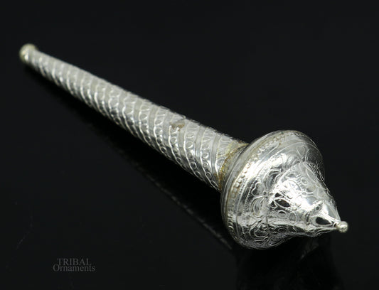 Sterling silver handmade vintage style lord Hanuman Gada/Mace, divine gift for idol hanuman for best wishes puja articles su607 - TRIBAL ORNAMENTS