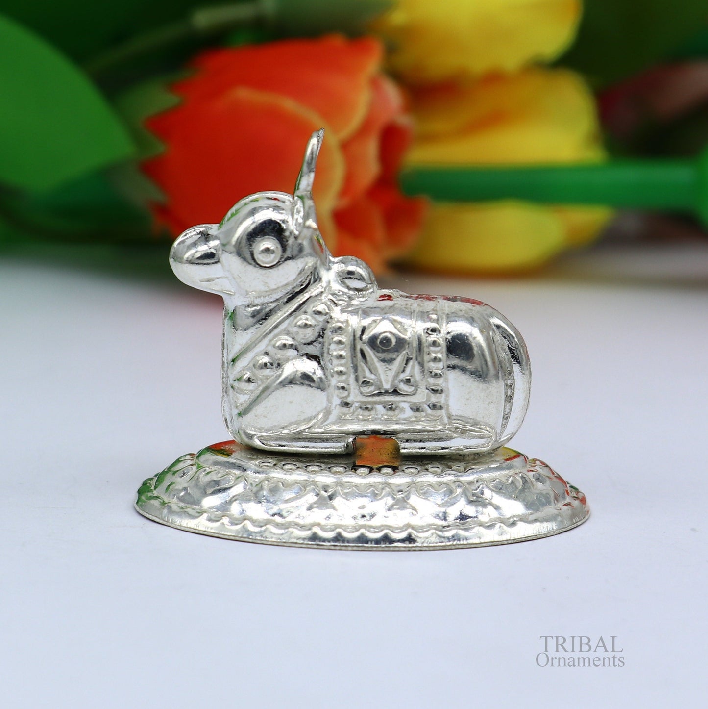 Lord Shiva Vahan Nandi Maharaj sterling silver handmade small article for puja, best gift for lord Shiva, divine statue su614 - TRIBAL ORNAMENTS