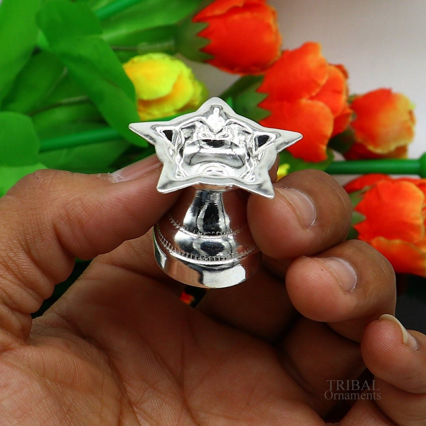 Solid sterling silver handmade elegant oil lamp, silver home temple utensils, silver diya, deepak, silver vessels, silver puja article su615 - TRIBAL ORNAMENTS