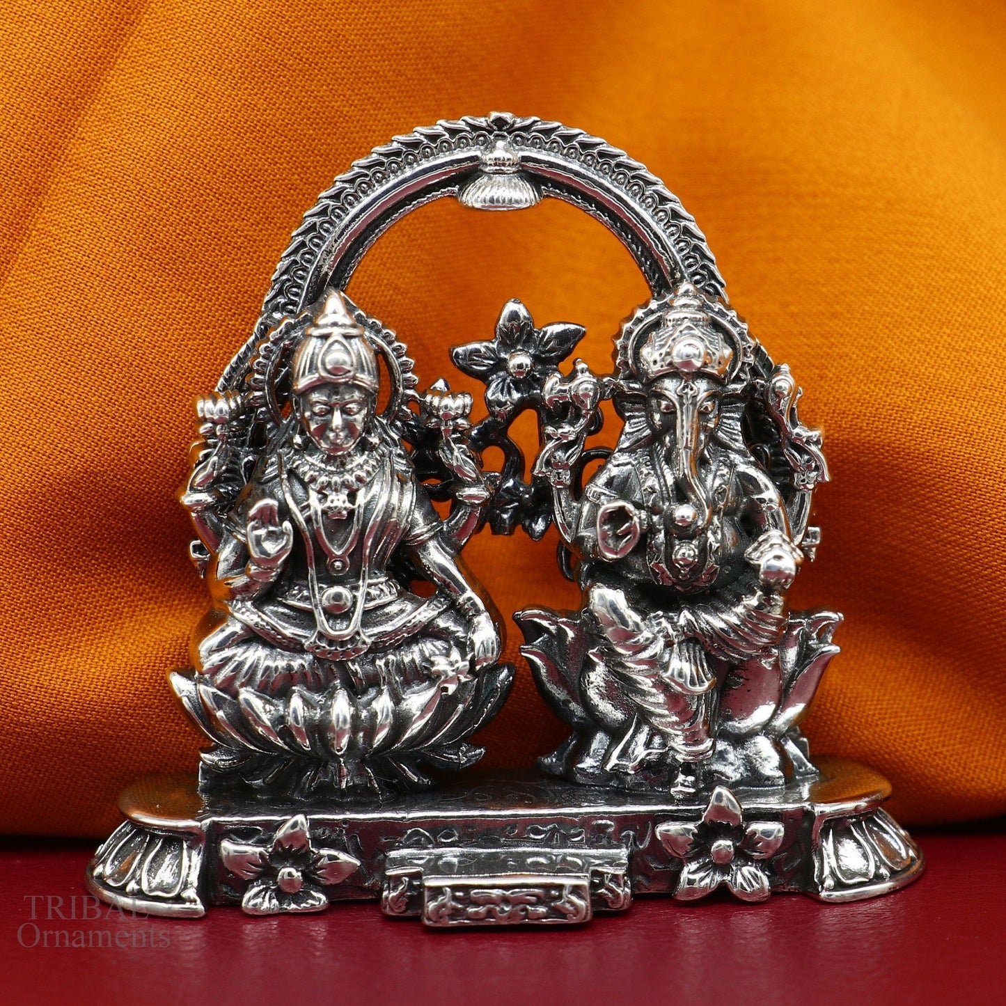 2" 925 Sterling silver handmade customized Hindu idols Laxmi and Ganesha statue, puja article figurine, home décor Diwali puja gift ART228 - TRIBAL ORNAMENTS