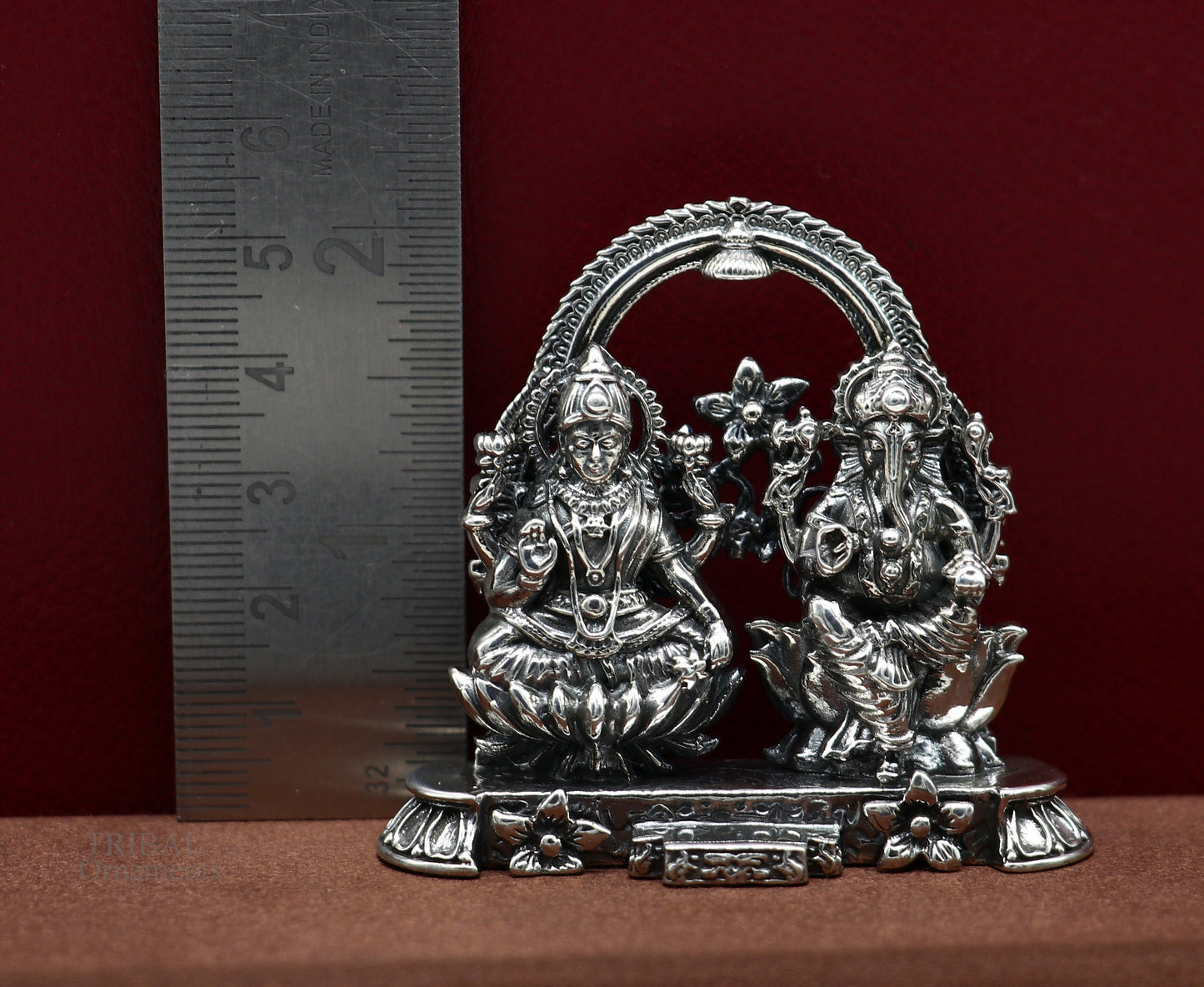 2" 925 Sterling silver handmade customized Hindu idols Laxmi and Ganesha statue, puja article figurine, home décor Diwali puja gift ART228 - TRIBAL ORNAMENTS