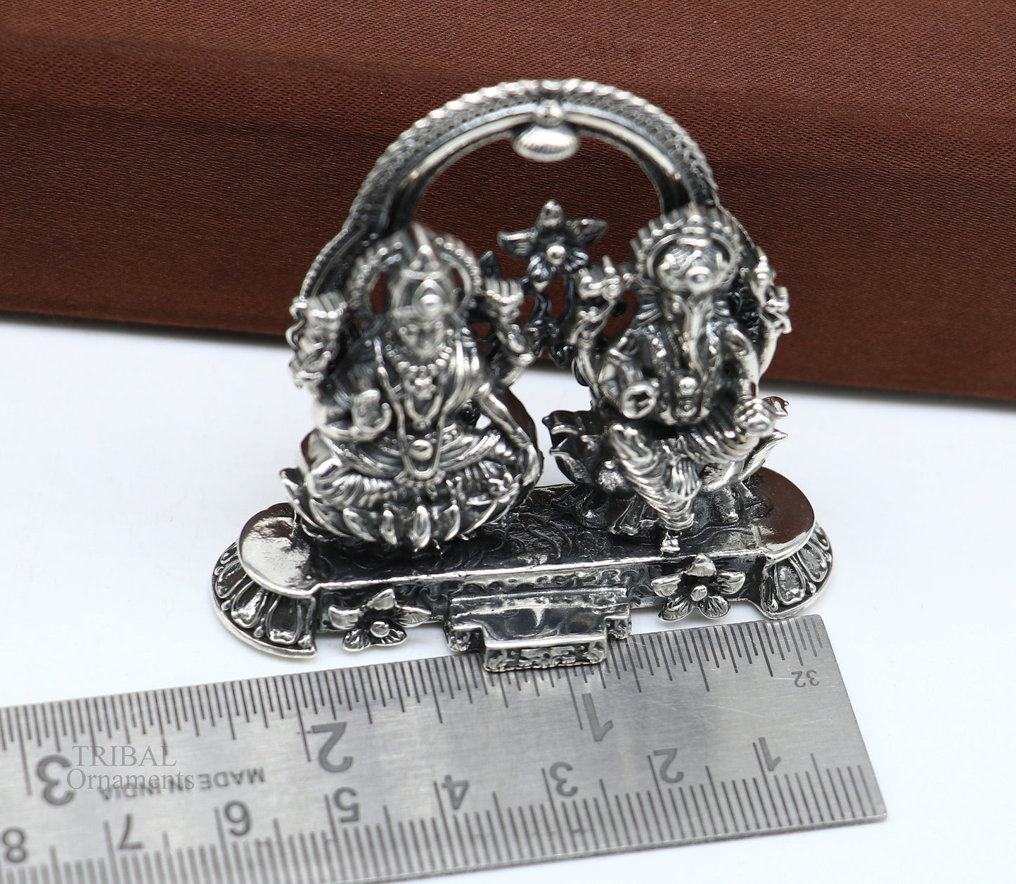 2" 925 Sterling silver handmade customized Hindu idols Laxmi and Ganesha statue, puja article figurine, home décor Diwali puja gift ART228 - TRIBAL ORNAMENTS