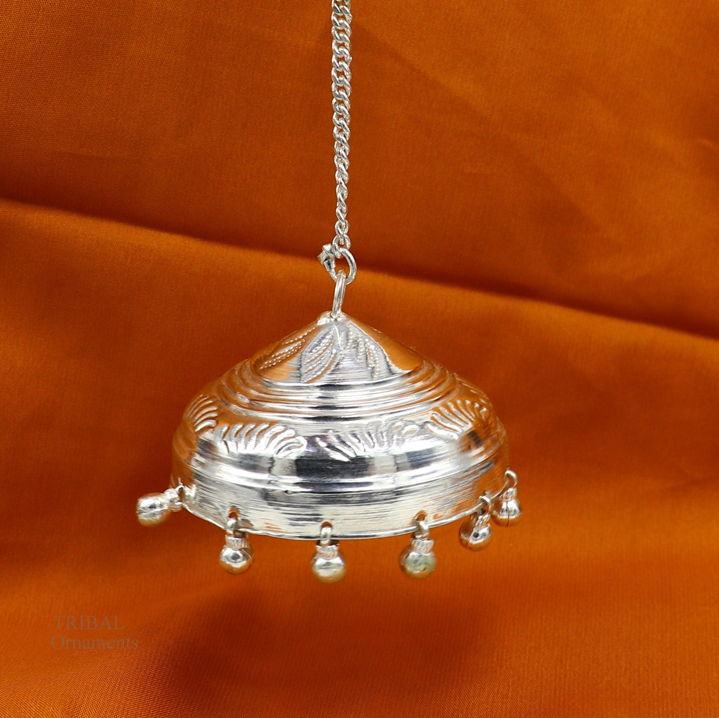 Solid Silver idol's chattar or chhatra, silver umbrella god temple art, hand craved Solid silver temple article, temple utensils su630 - TRIBAL ORNAMENTS