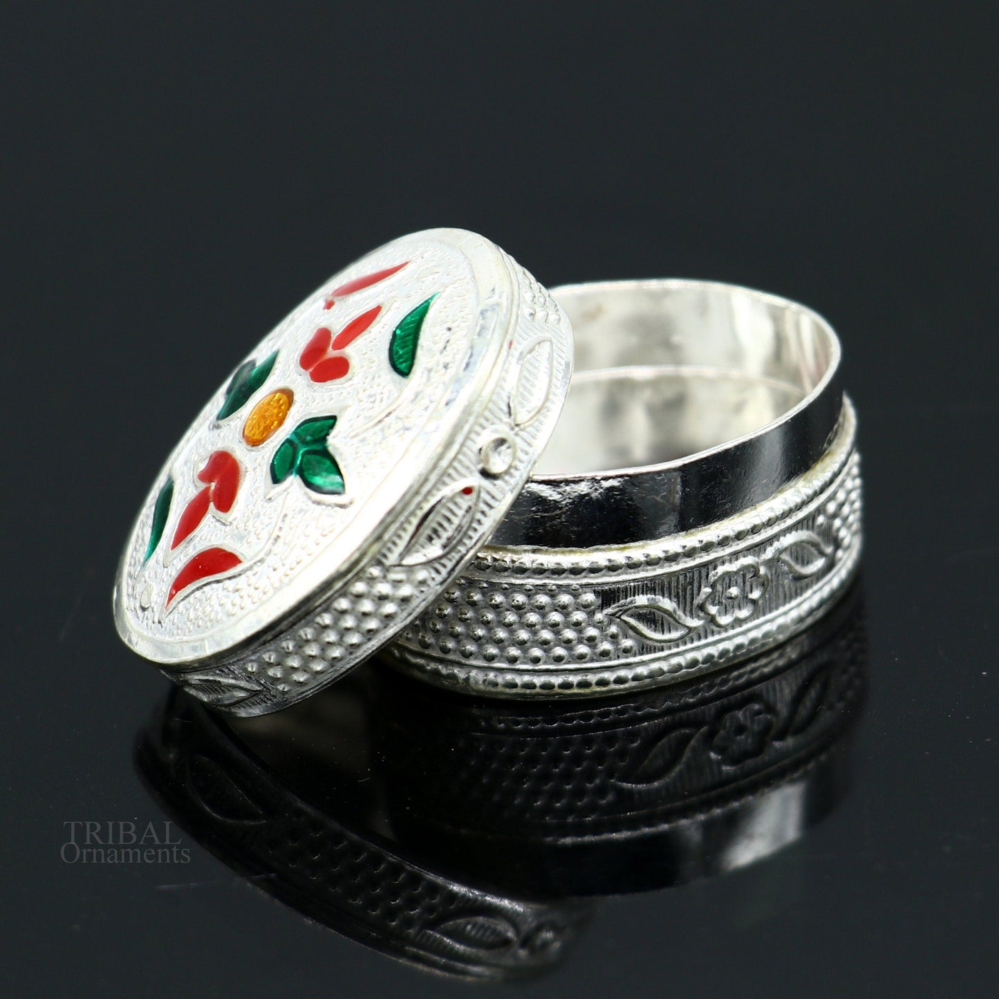 925 solid silver vintage oval shape brides gift kajal box, trinket box, sindur box, eyeliner box, silver utensils, best bridal gift stb340 - TRIBAL ORNAMENTS