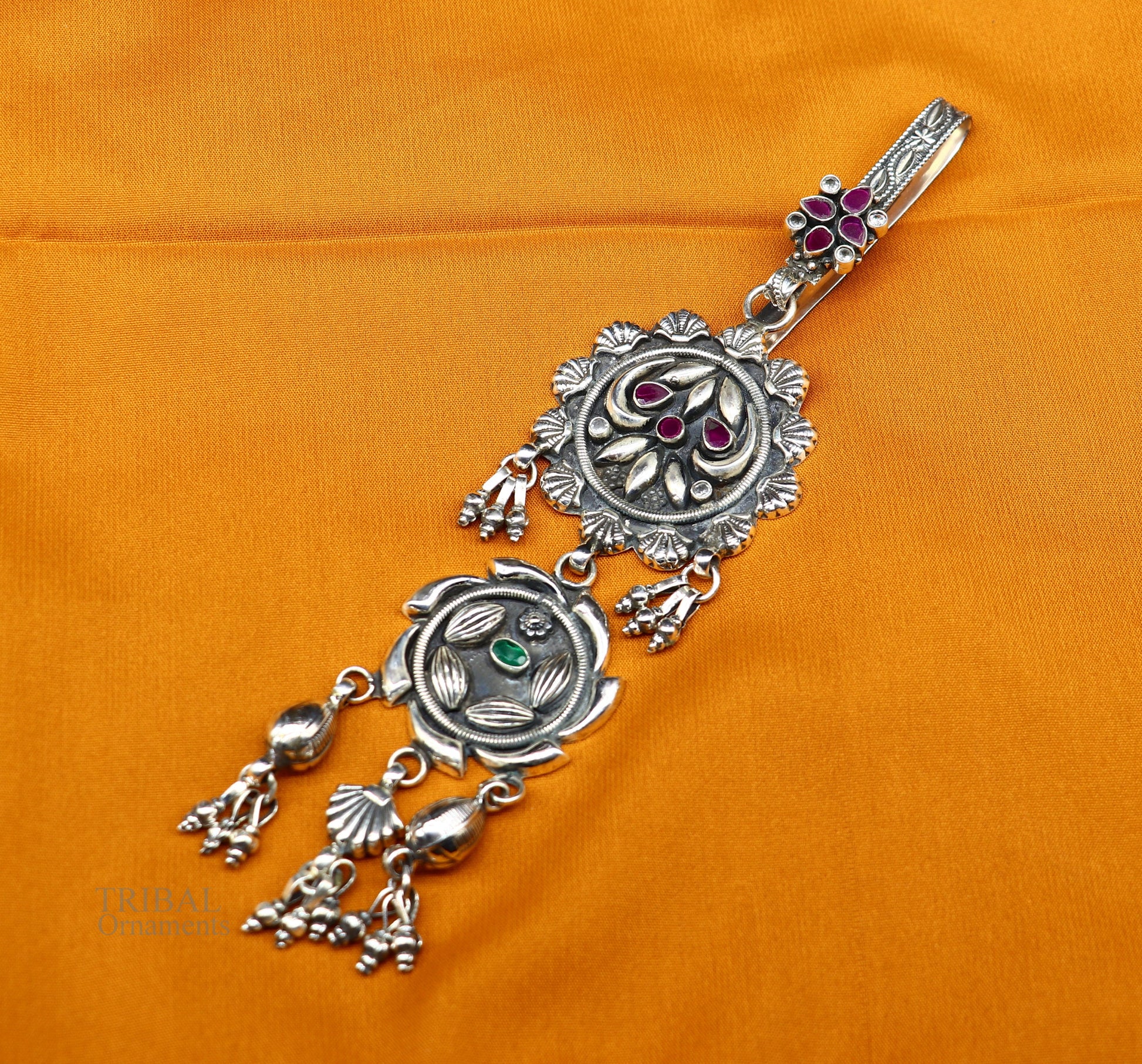 Ethnic wedding sari waist jewelry, pure 925 sterling silver vintage stylish belly dance sari chhalla keychain, waist belly jewelry skey09 - TRIBAL ORNAMENTS