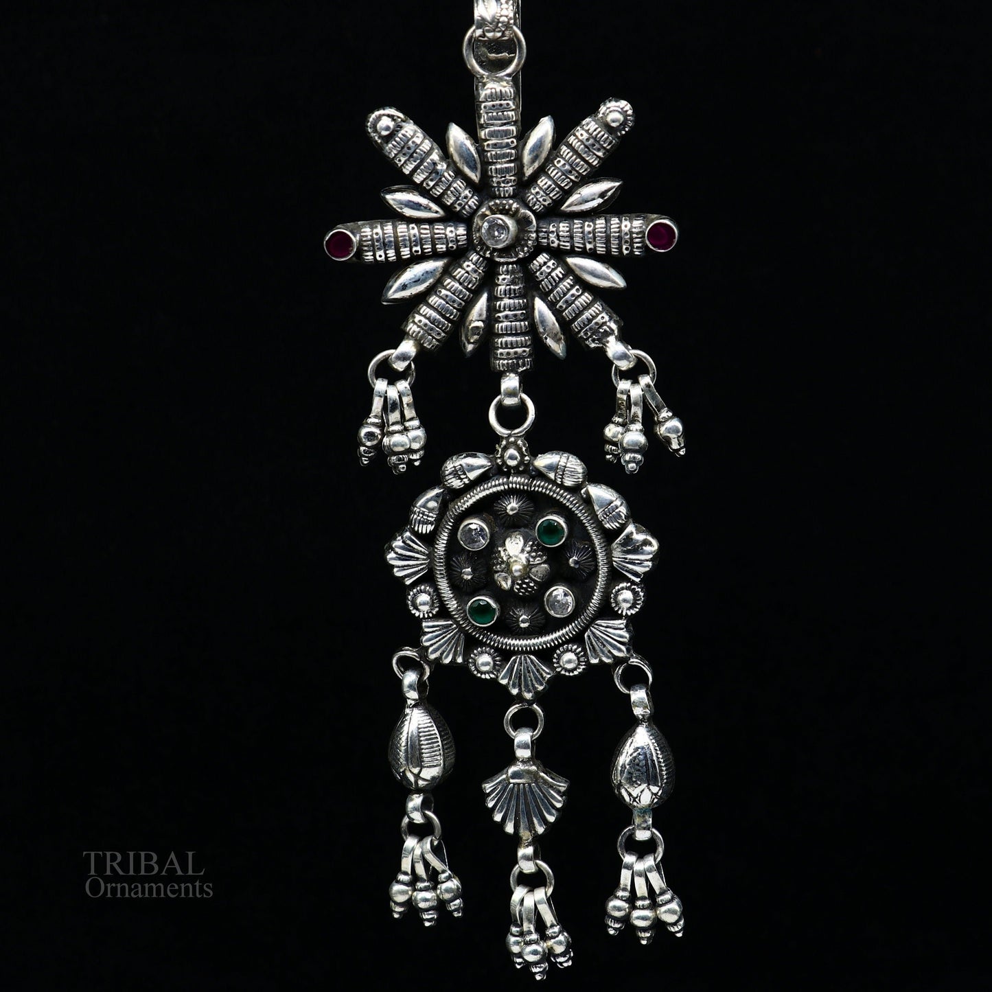 Ethnic wedding sari waist jewelry, pure 925 sterling silver vintage stylish belly dance sari chhalla btooch, waist belly jewelry skey11 - TRIBAL ORNAMENTS