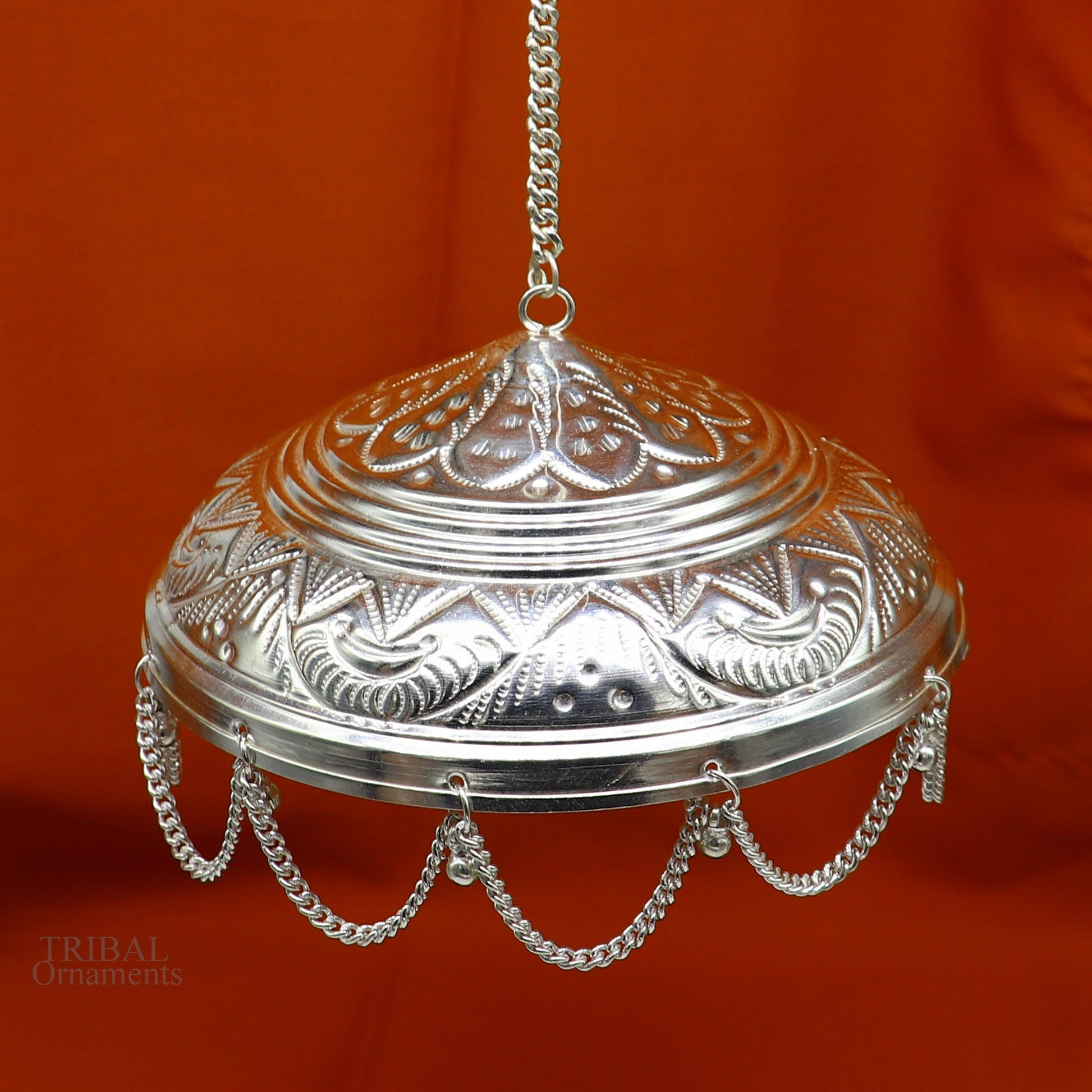 Solid Silver god chattar or chhatra, silver umbrella god temple art, hand craved sterling silver temple article, temple utensils su633 - TRIBAL ORNAMENTS