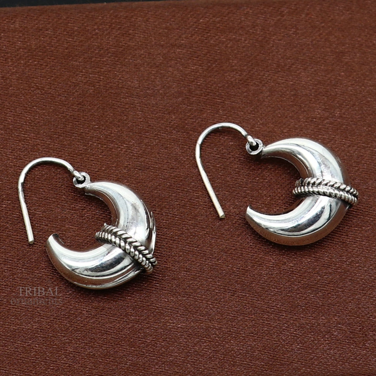 Vintage Design 925 sterling silver fabulous hoops earring, tribal kundal earring from Rajasthan India, best gifting unisex jewelry ear1048 - TRIBAL ORNAMENTS