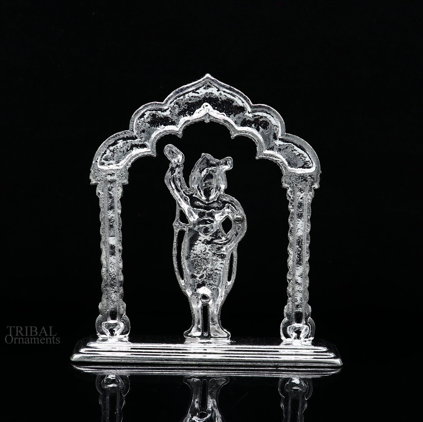 Sterling silver handmade design Indian Idols Lord krishna Shrinathji statue figurine, puja articles decorative gift diwali puja art449 - TRIBAL ORNAMENTS