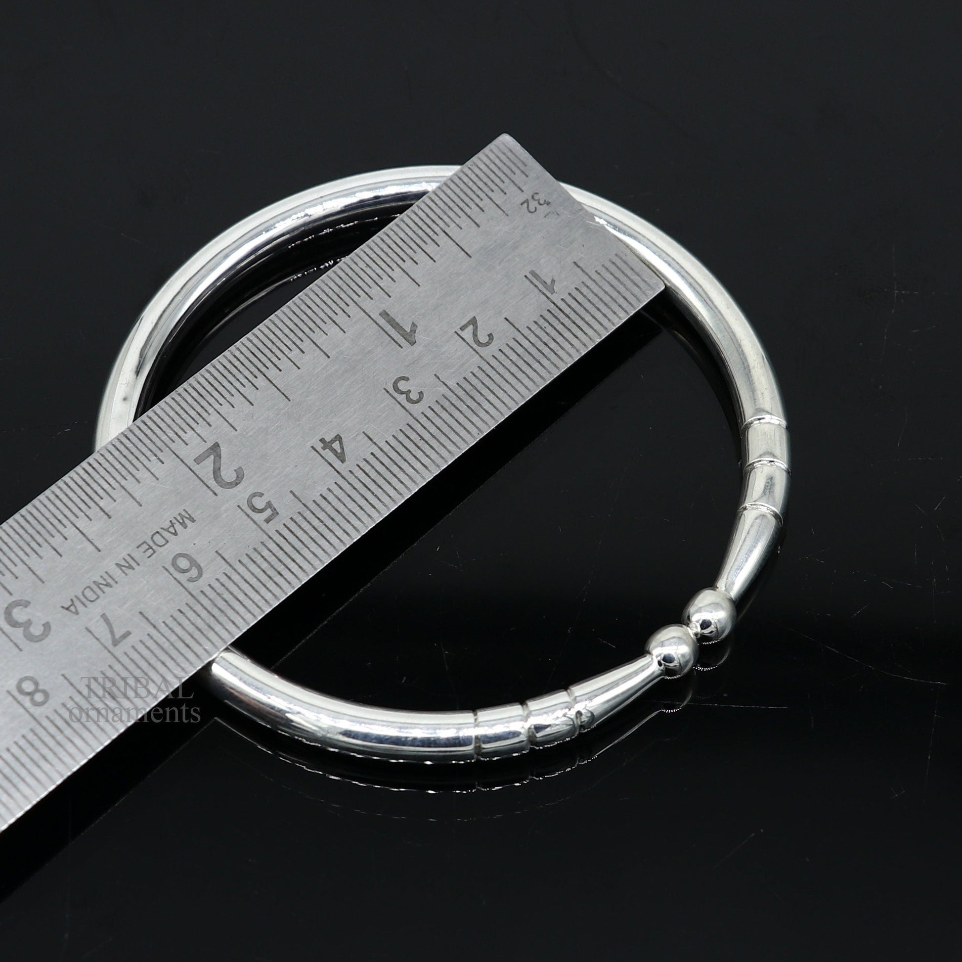 5mm 925 Solid sterling silver handmade design plain shiny bangle bracelet adjustable kada, best personalized gift for unisex nsk430 - TRIBAL ORNAMENTS