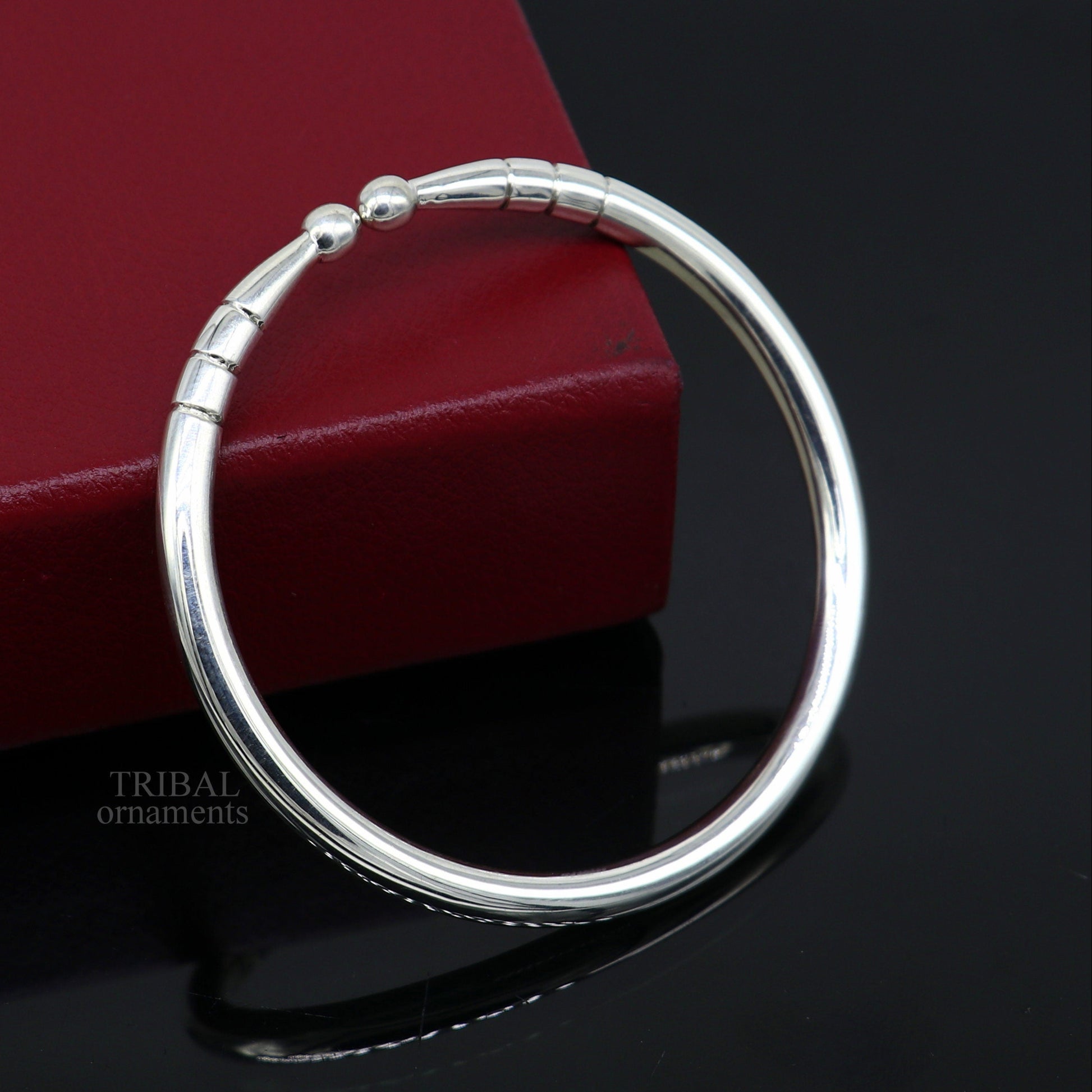 5mm 925 Solid sterling silver handmade design plain shiny bangle bracelet adjustable kada, best personalized gift for unisex nsk430 - TRIBAL ORNAMENTS
