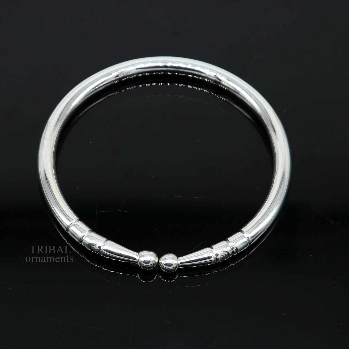 5mm 925 Solid sterling silver handmade design plain shiny bangle bracelet adjustable kada, best personalized gift for unisex nsk430 - TRIBAL ORNAMENTS