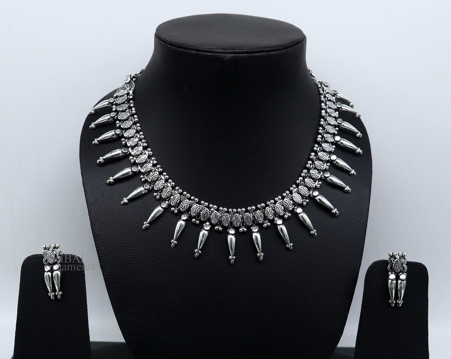 Vintage ethnic style 925 sterling silver designer traditional necklace excellent gifting tribal brides belly dance jewelry india nec291 - TRIBAL ORNAMENTS